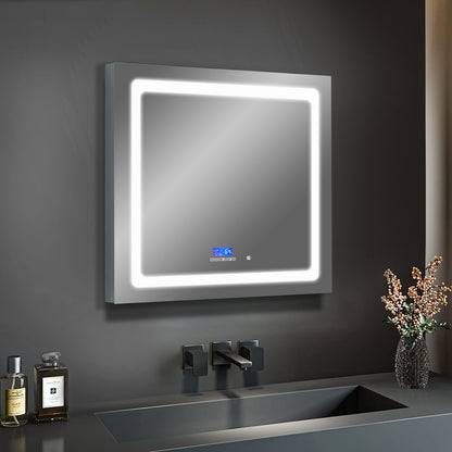 Lexora Bracciano 30 in. W x 36 in. H Surface-Mount LED Mirror Medicine Cabinet with Defogger