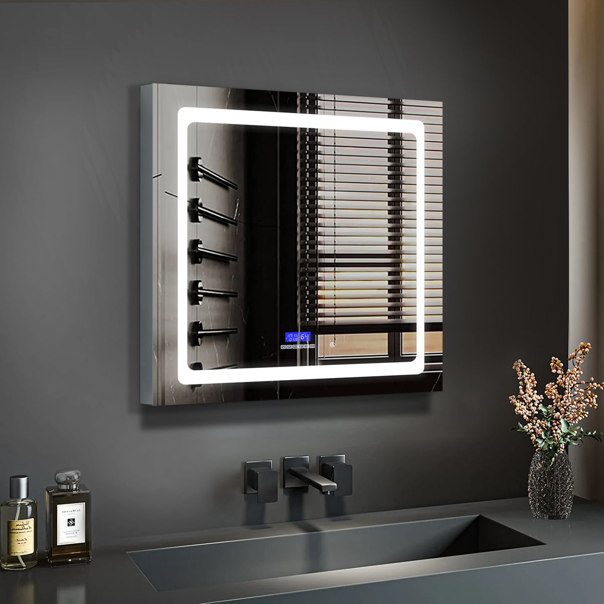 Lexora Bracciano 30 in. W x 36 in. H Surface-Mount LED Mirror Medicine Cabinet with Defogger
