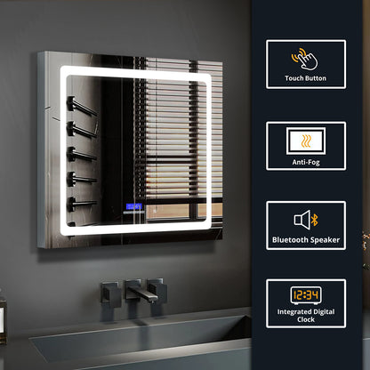 Lexora Bracciano 30 in. W x 36 in. H Surface-Mount LED Mirror Medicine Cabinet with Defogger