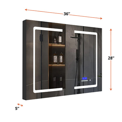 Lexora Bracciano 36 in. W x 28 in. H Surface-Mount LED Mirror Medicine Cabinet with Defogger