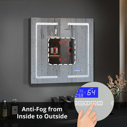 Lexora Bracciano 36 in. W x 28 in. H Surface-Mount LED Mirror Medicine Cabinet with Defogger