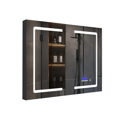 Lexora Bracciano 36 in. W x 28 in. H Surface-Mount LED Mirror Medicine Cabinet with Defogger