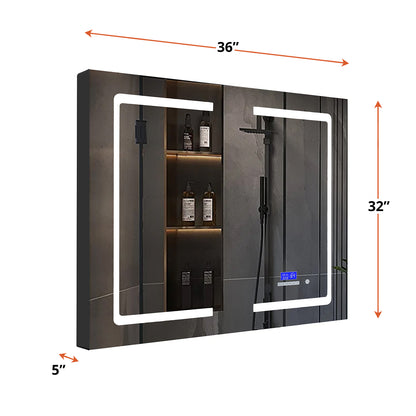 Lexora Bracciano 36 in. W x 32 in. H Surface-Mount LED Mirror Medicine Cabinet with Defogger