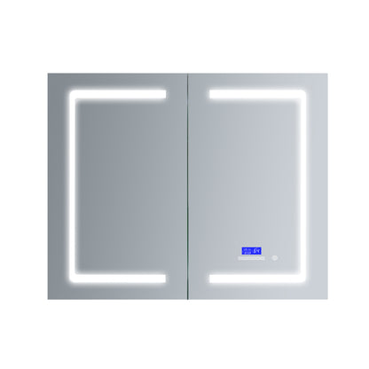 Lexora Bracciano 36 in. W x 32 in. H Surface-Mount LED Mirror Medicine Cabinet with Defogger