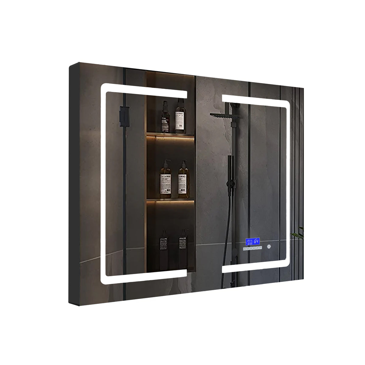 Lexora Bracciano 36 in. W x 32 in. H Surface-Mount LED Mirror Medicine Cabinet with Defogger