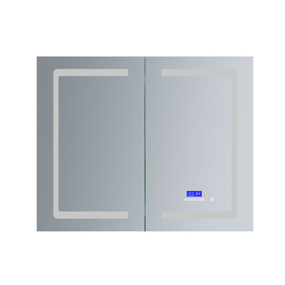 Lexora Bracciano 36 in. W x 32 in. H Surface-Mount LED Mirror Medicine Cabinet with Defogger