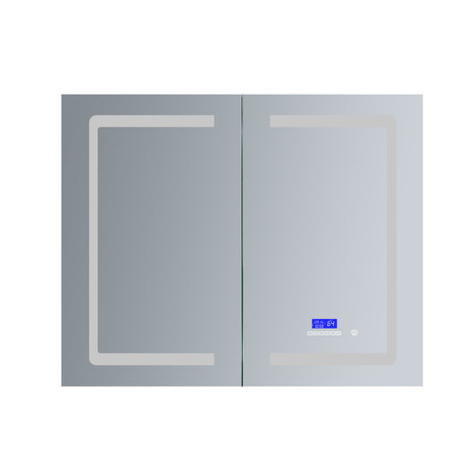 Lexora Bracciano 36 in. W x 32 in. H Surface-Mount LED Mirror Medicine Cabinet with Defogger
