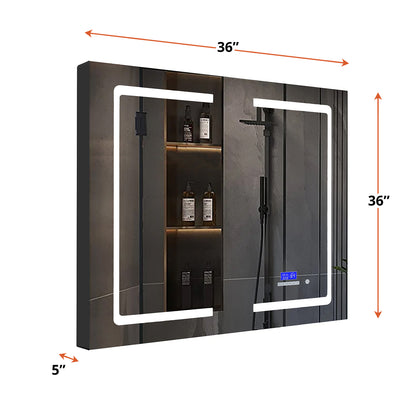 Lexora Bracciano 36 in. W x 36 in. H Surface-Mount LED Mirror Medicine Cabinet with Defogger