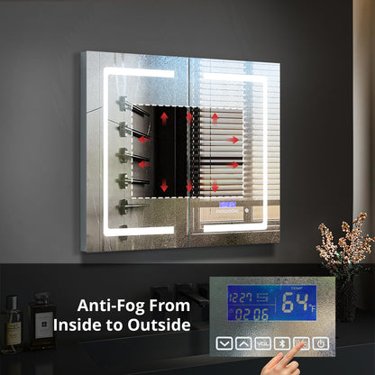 Lexora Bracciano 36 in. W x 36 in. H Surface-Mount LED Mirror Medicine Cabinet with Defogger