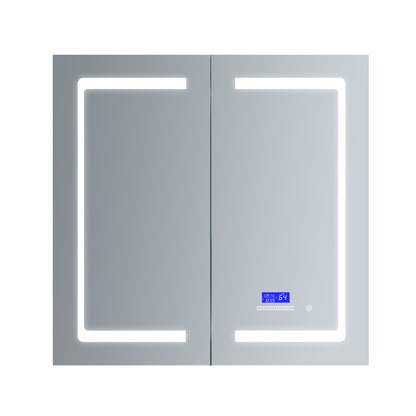 Lexora Bracciano 36 in. W x 36 in. H Surface-Mount LED Mirror Medicine Cabinet with Defogger