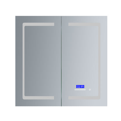 Lexora Bracciano 36 in. W x 36 in. H Surface-Mount LED Mirror Medicine Cabinet with Defogger