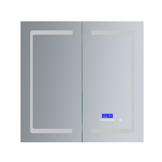 Lexora Bracciano 36 in. W x 36 in. H Surface-Mount LED Mirror Medicine Cabinet with Defogger