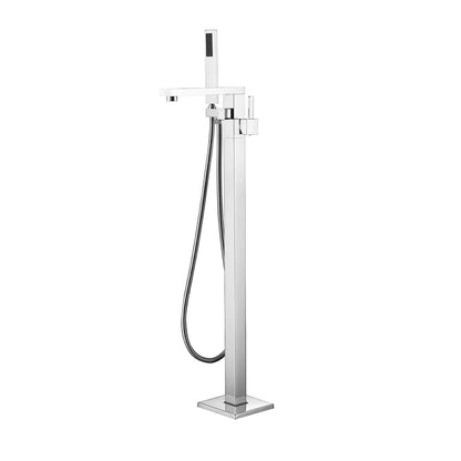 Lexora Melina 67 in White Freestanding Acrylic Flatbottom Soaking Bathtub with Chrome Hardware and Mare Tub Filler