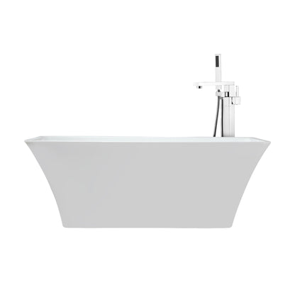 Lexora Vinter 67 in White Freestanding Acrylic Flatbottom Soaking Bathtub with Chrome Hardware and Mare Tub Filler