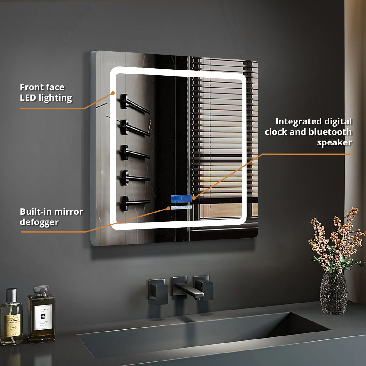 Lexora Caldona 36 in. W x 32 in. H LED Bathroom Vanity Mirror