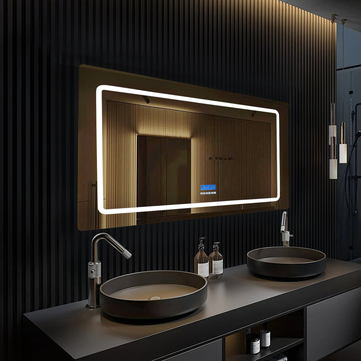 Lexora Caldona 48 in. W x 32 in. H LED Bathroom Vanity Mirror