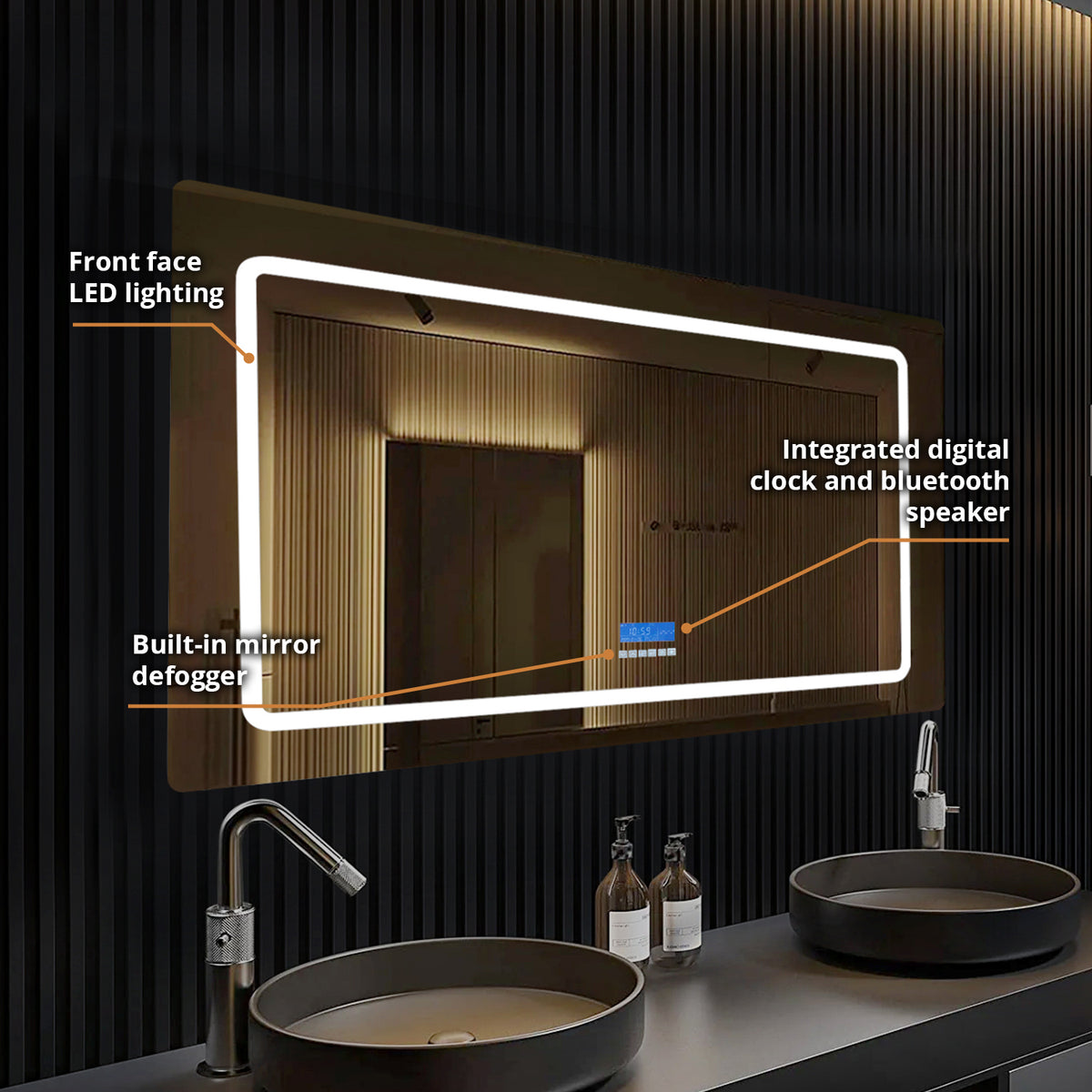 Lexora Caldona 48 in. W x 32 in. H LED Bathroom Vanity Mirror