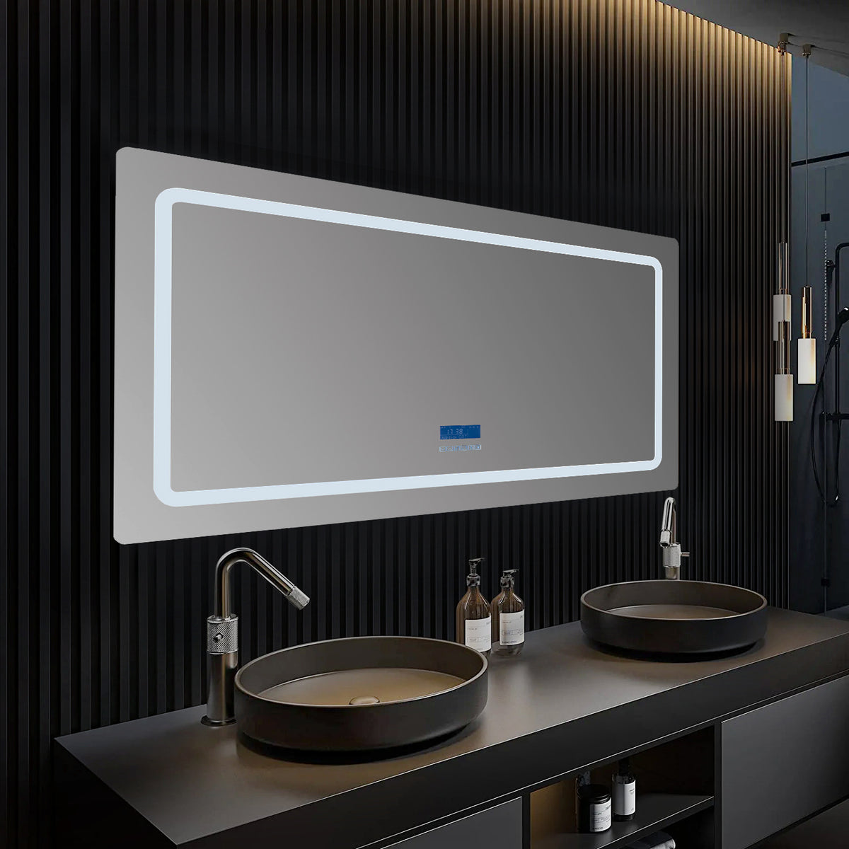 Lexora Caldona 60 in. W x 32 in. H LED Bathroom Vanity Mirror