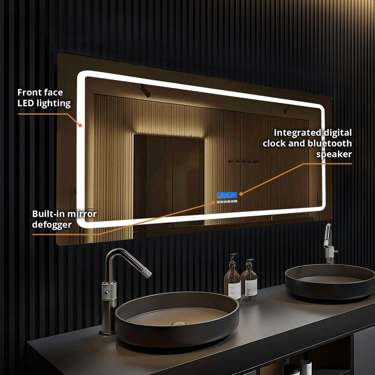 Lexora Caldona 60 in. W x 32 in. H LED Bathroom Vanity Mirror