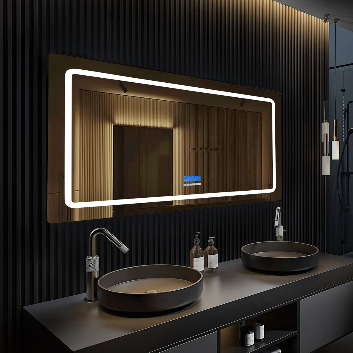 Lexora Caldona 60 in. W x 36 in. H LED Bathroom Vanity Mirror