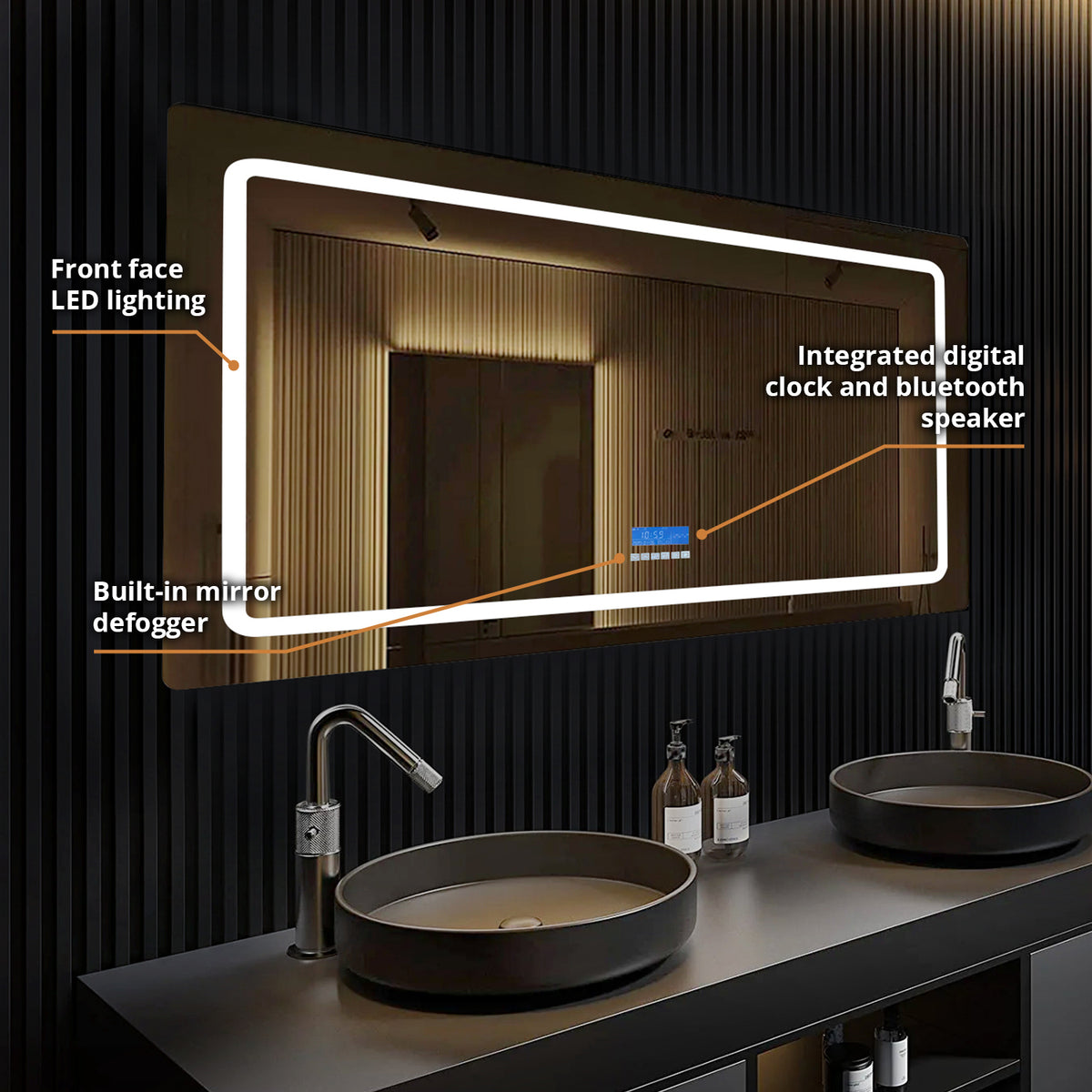 Lexora Caldona 60 in. W x 36 in. H LED Bathroom Vanity Mirror