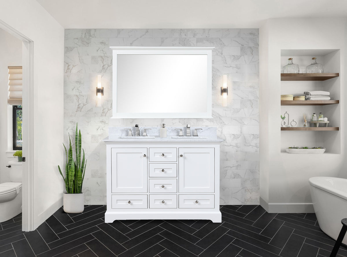 Lexora Dukes 48 in. White Double Sink Bath Vanity