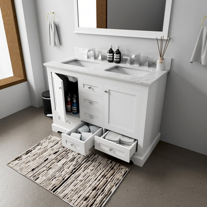 Lexora Dukes 48 in. White Double Sink Bath Vanity