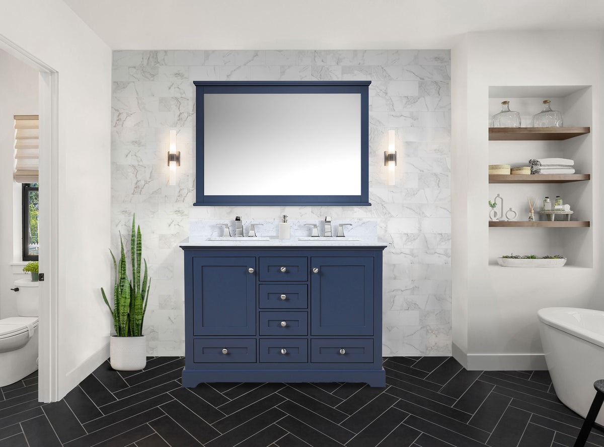 Lexora Dukes 48 in. Navy Blue Double Sink Bath Vanity