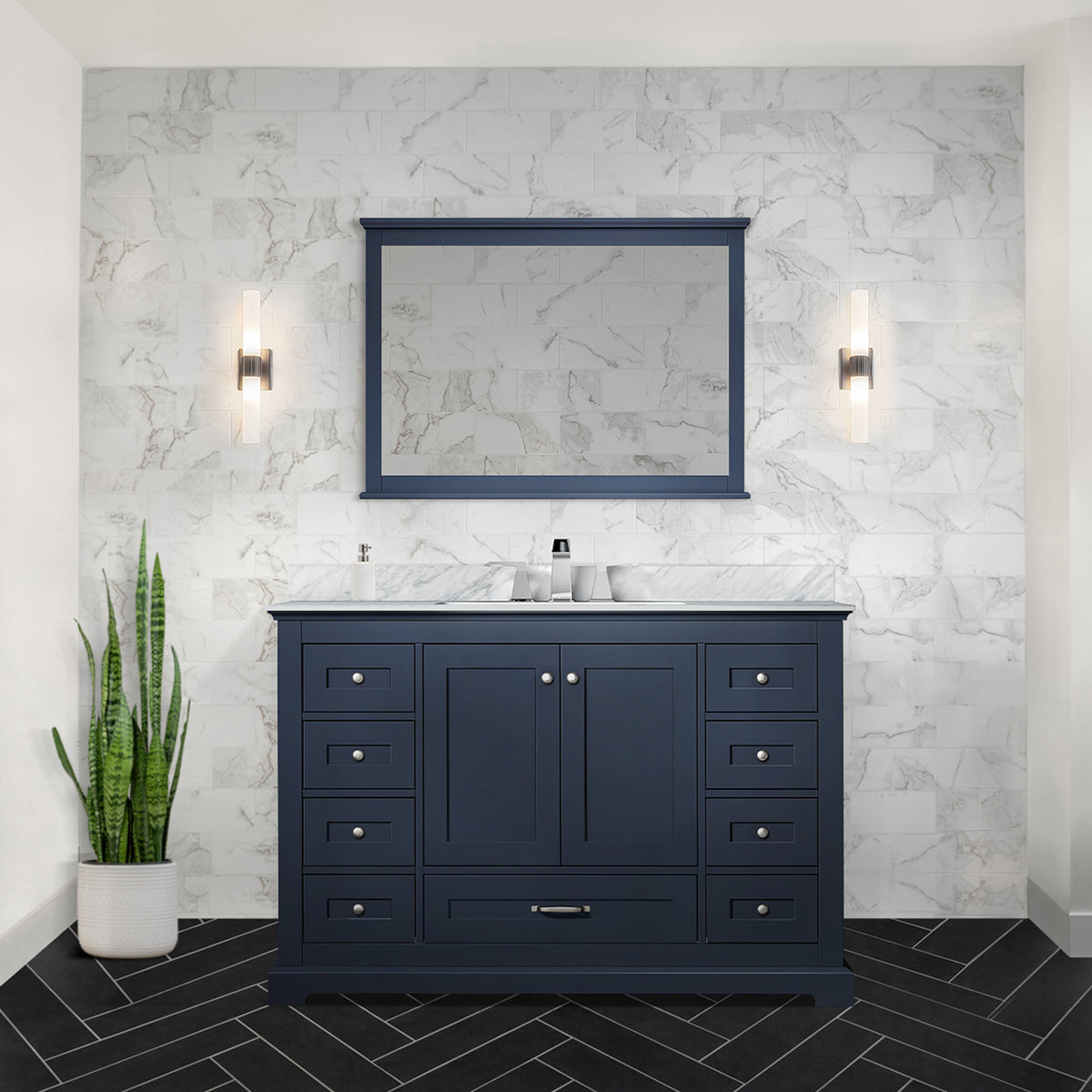 Lexora Dukes 48 in. Navy Blue Single Sink Bath Vanity