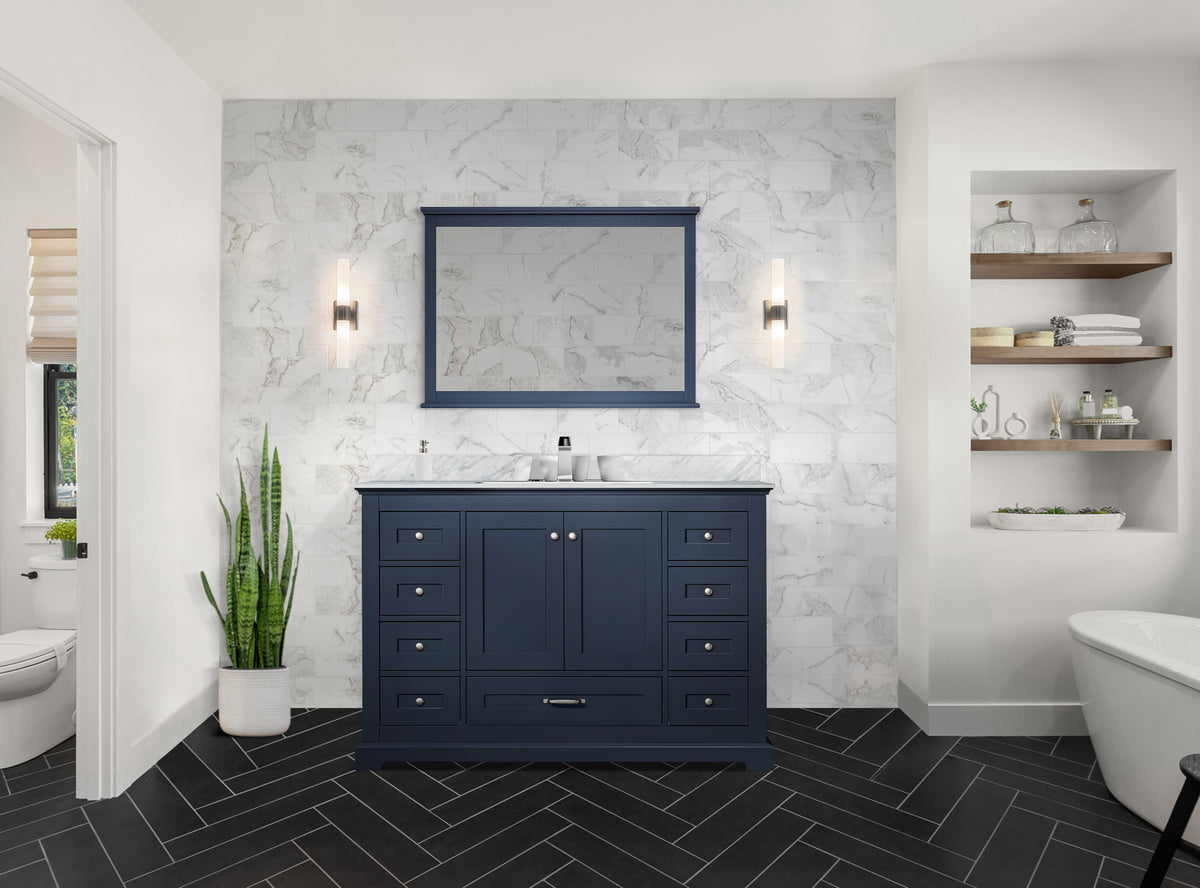 Lexora Dukes 48 in. Navy Blue Single Sink Bath Vanity