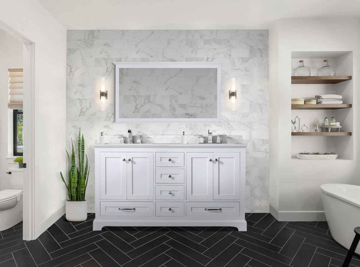 Lexora Dukes 60 in. White Double Sink Bath Vanity