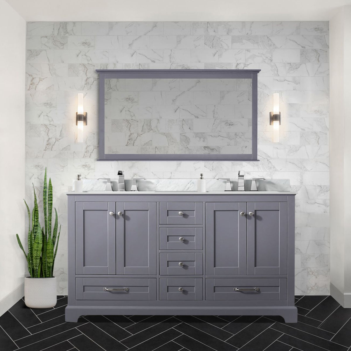Lexora Dukes 60 in. Dark Grey Double Sink Bath Vanity