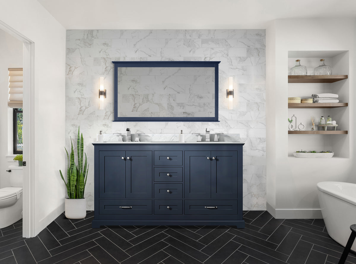 Lexora Dukes 60 in. Navy Blue Double Sink Bath Vanity