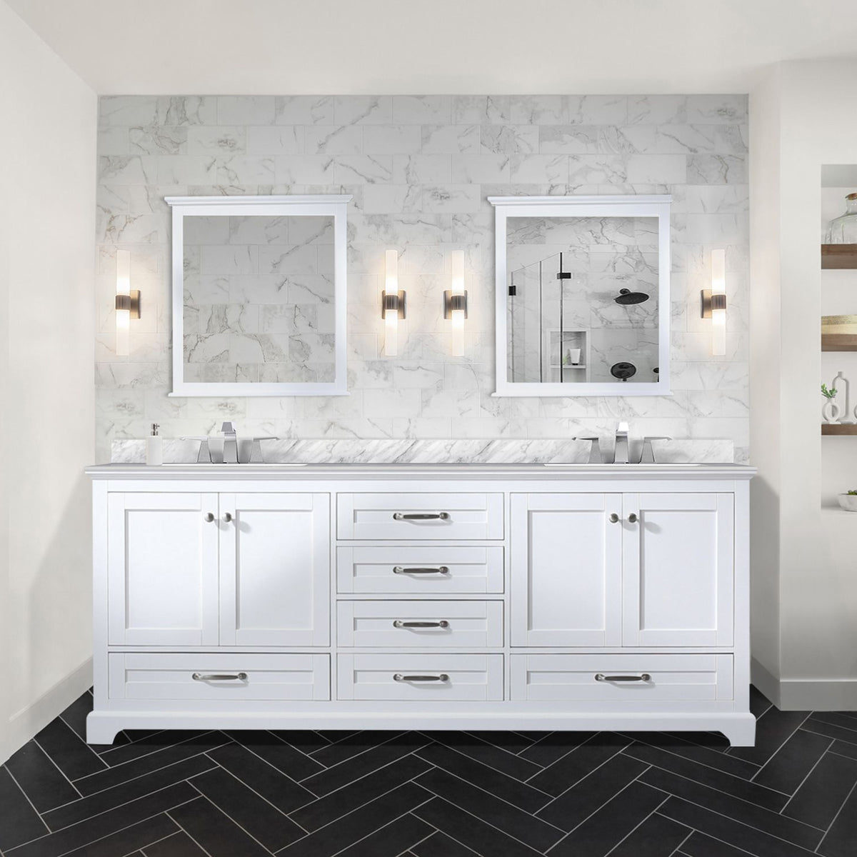 Lexora Dukes 80 in. White Double Sink Bath Vanity