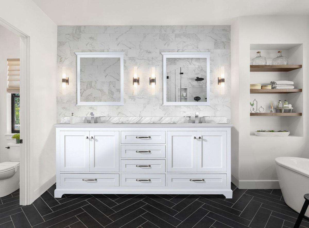 Lexora Dukes 80 in. White Double Sink Bath Vanity