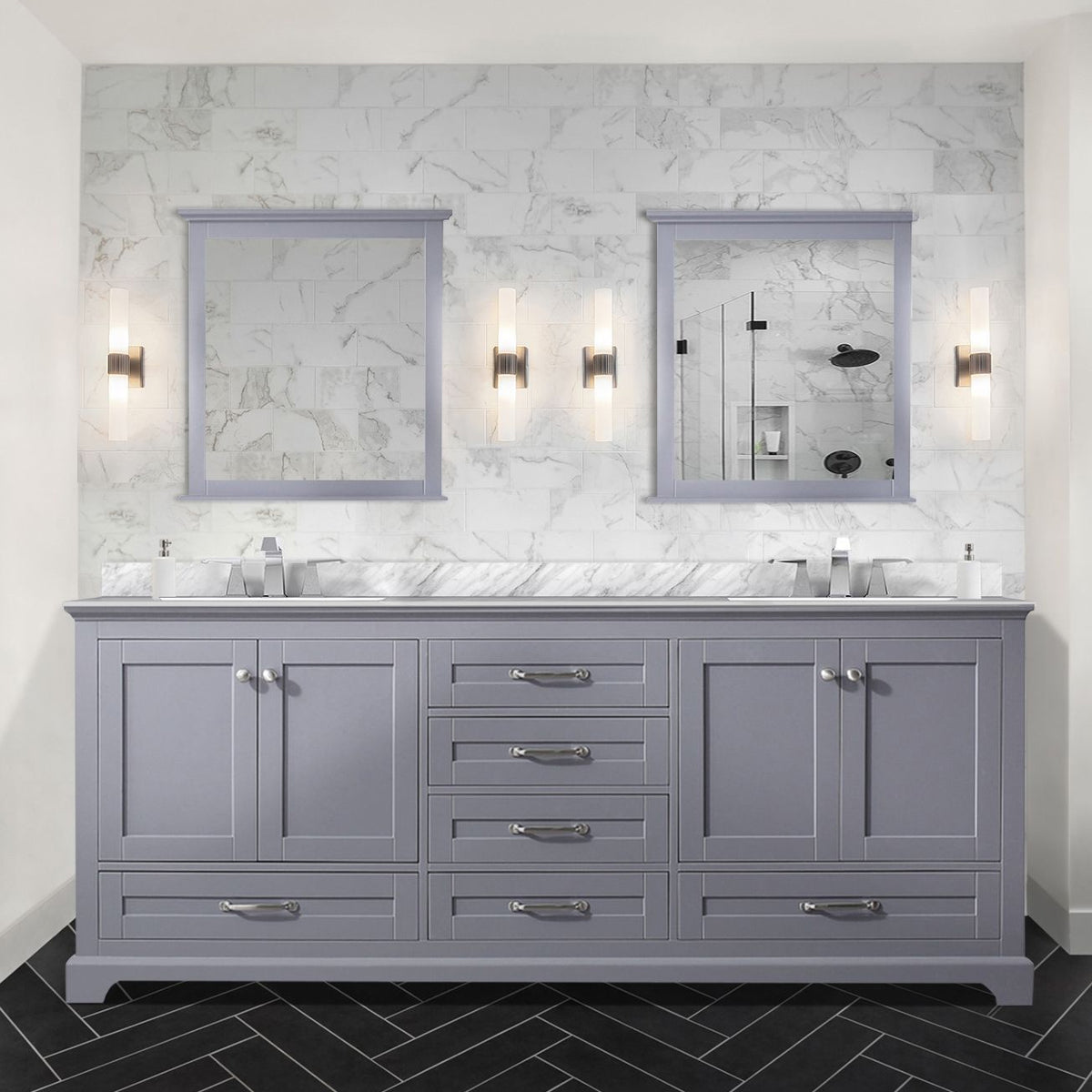 Lexora Dukes 80 in. Dark Grey Double Sink Bath Vanity