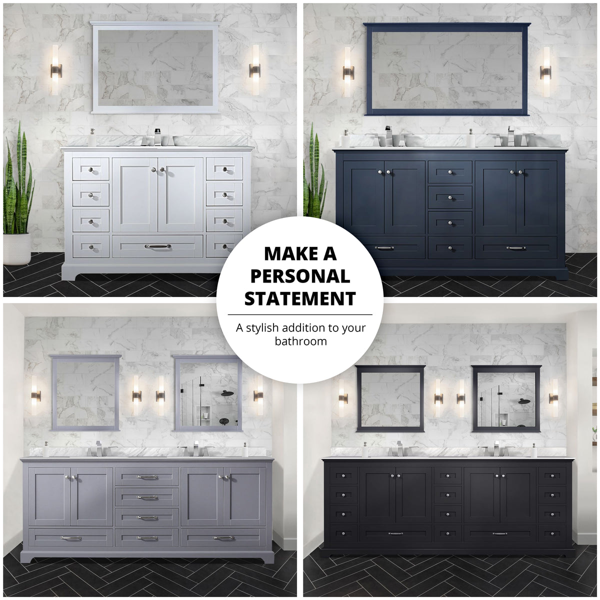 Lexora Dukes 80 in. Navy Blue Double Sink Bath Vanity