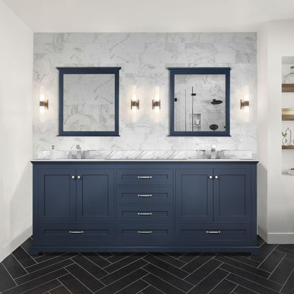 Lexora Dukes 80 in. Navy Blue Double Sink Bath Vanity