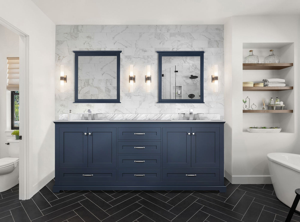 Lexora Dukes 80 in. Navy Blue Double Sink Bath Vanity