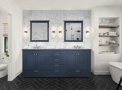 Lexora Dukes 80 in. Navy Blue Double Sink Bath Vanity