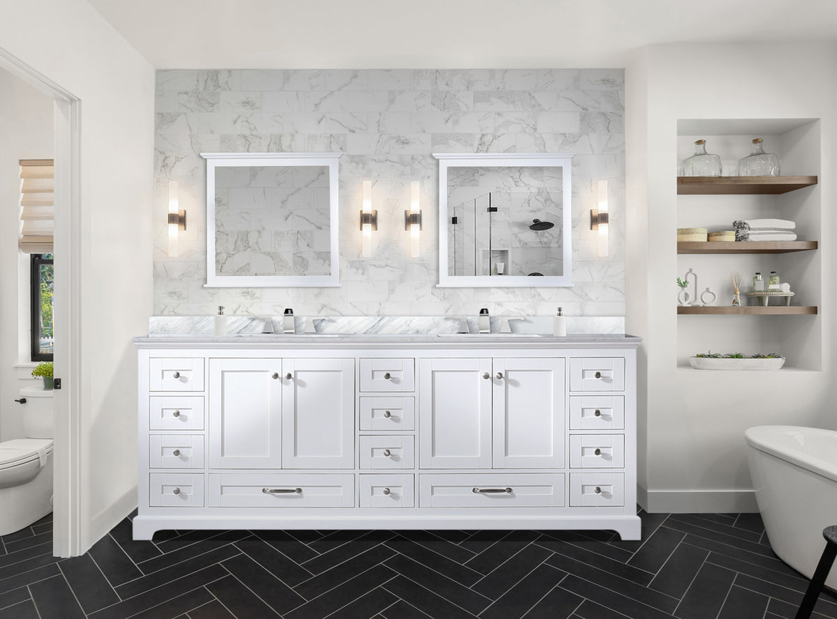Lexora Dukes 84 in. White Double Sink Bath Vanity