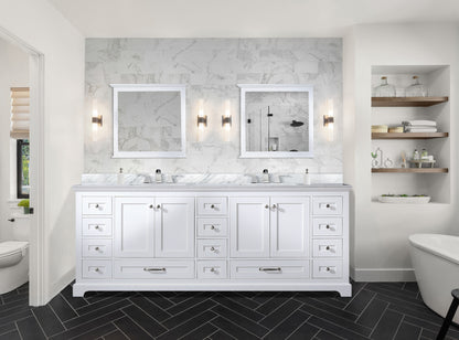 Lexora Dukes 84 in. White Double Sink Bath Vanity