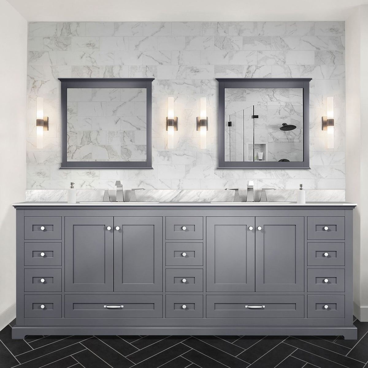 Lexora Dukes 84 in. Dark Grey Double Sink Bath Vanity