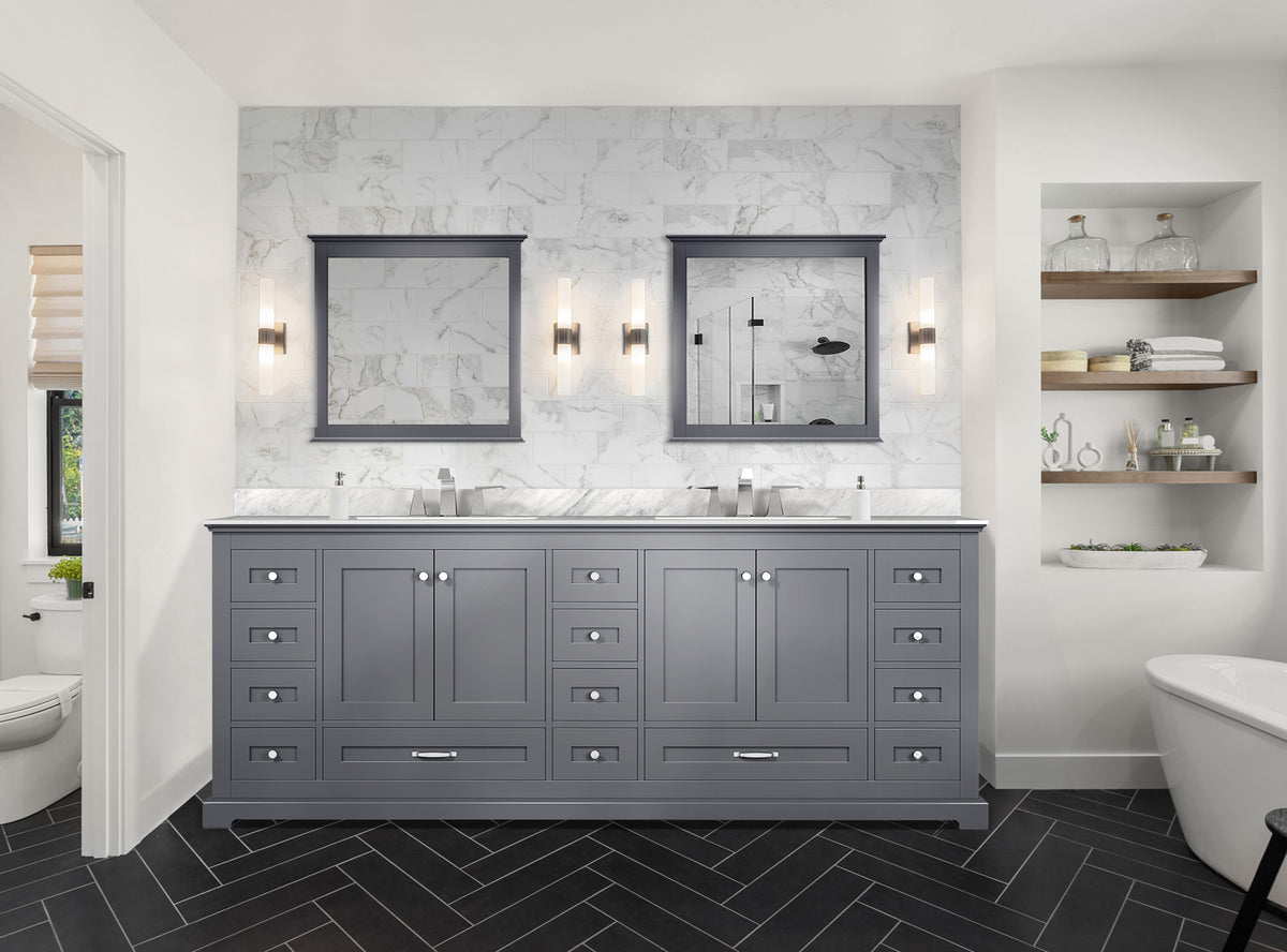 Lexora Dukes 84 in. Dark Grey Double Sink Bath Vanity