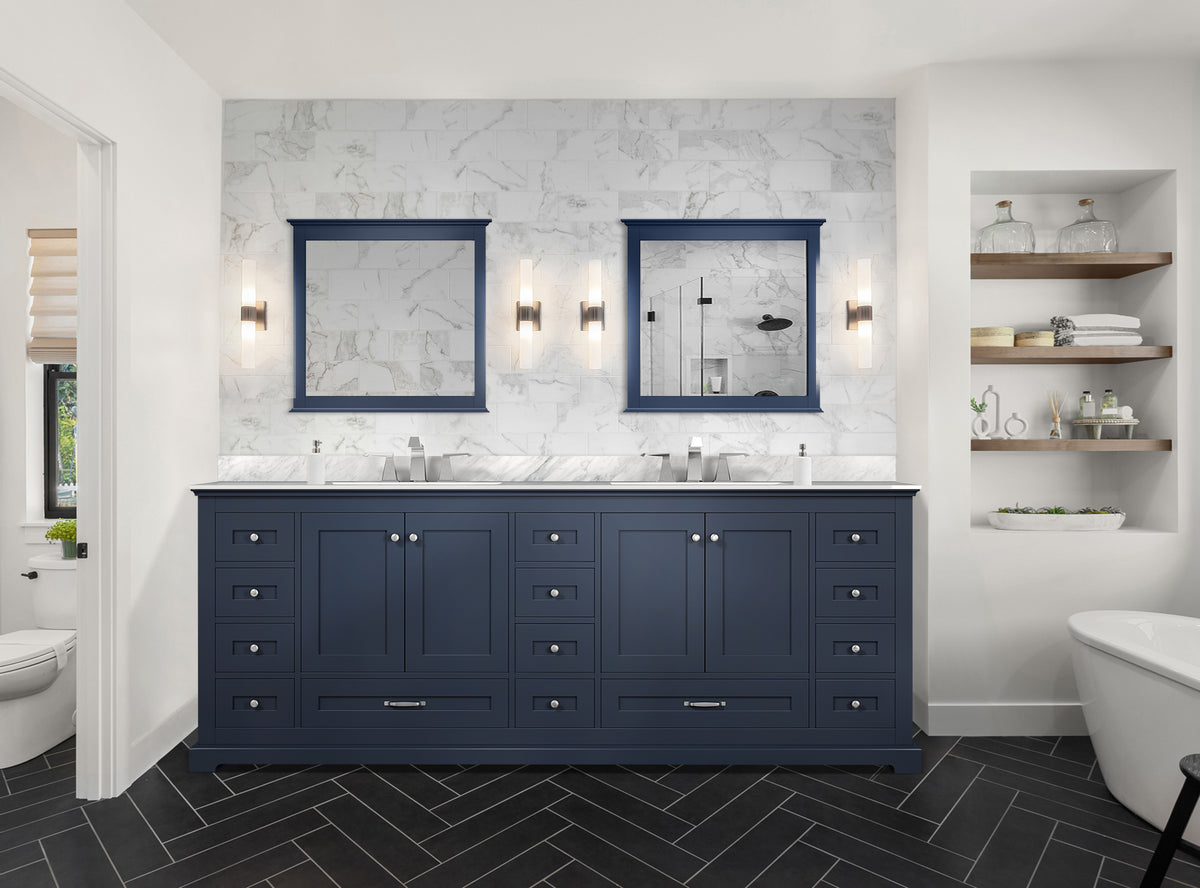 Lexora Dukes 84 in. Navy Blue Double Sink Bath Vanity