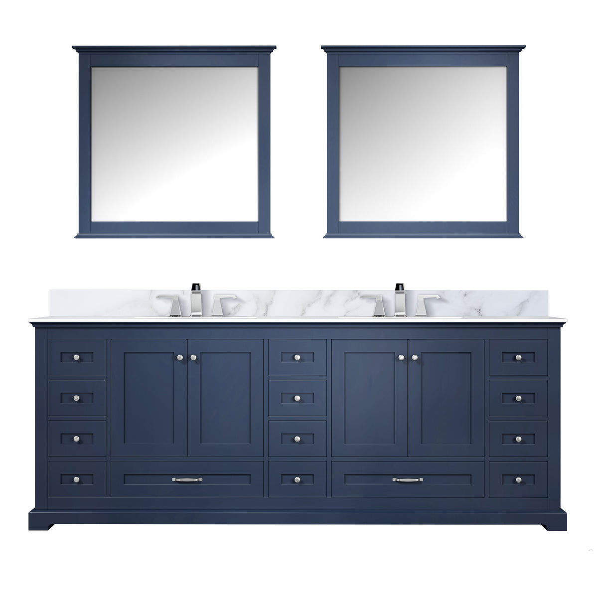 Lexora Dukes 84 in. Navy Blue Double Sink Bath Vanity