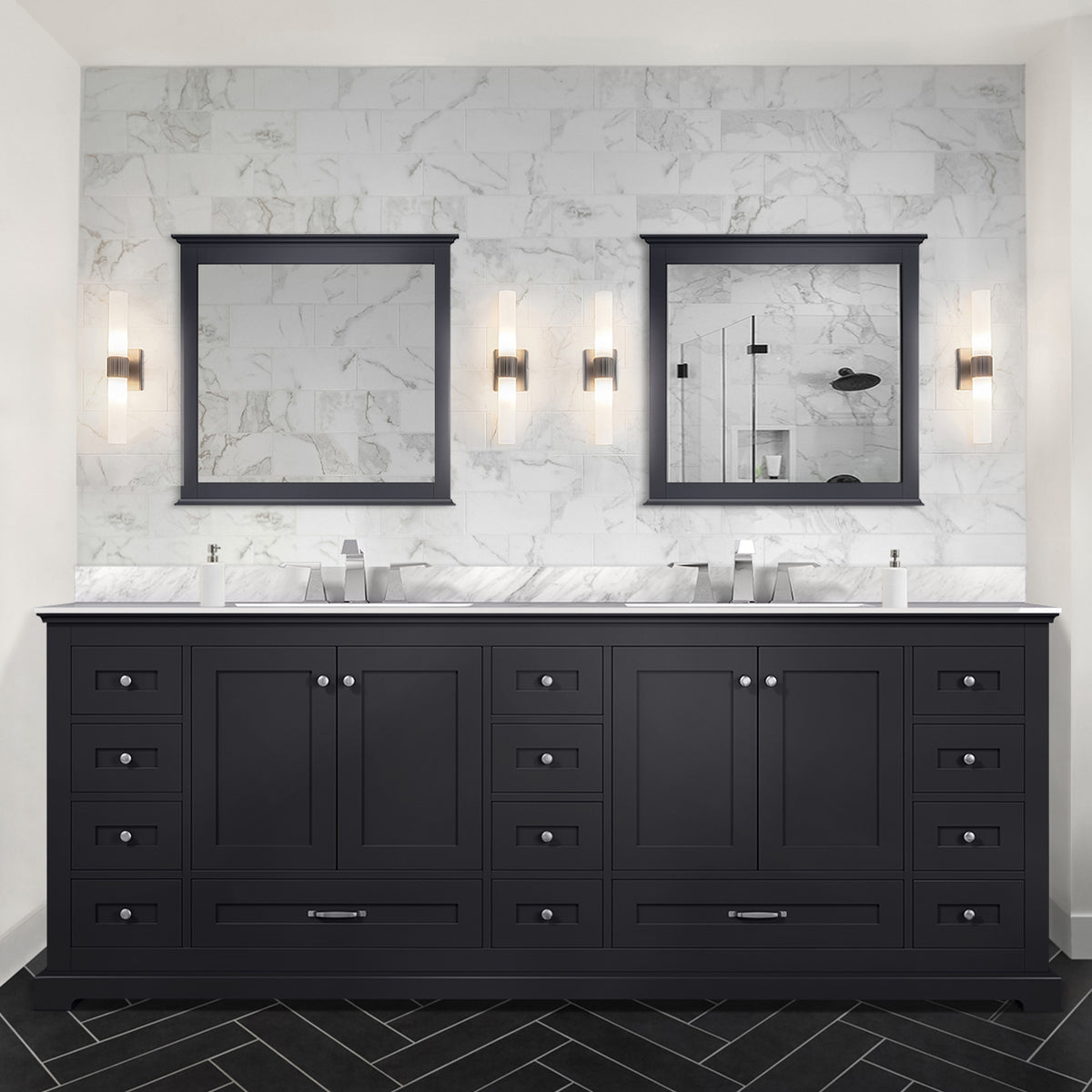 Lexora Dukes 84 in. Espresso Double Sink Bath Vanity