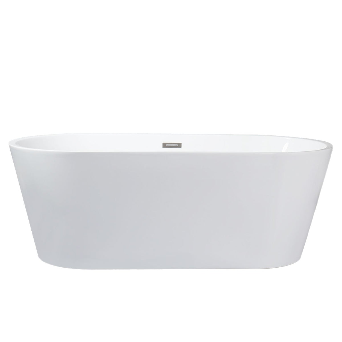 Lexora Melina 63 in White Freestanding Acrylic Flatbottom Soaking Bathtub with Chrome Hardware