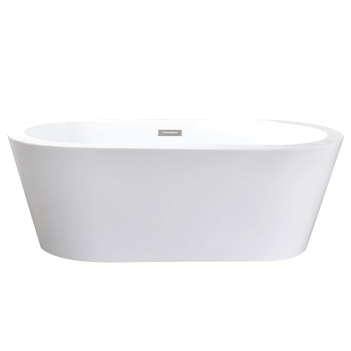 Lexora Lure 67 in White Freestanding Acrylic Flatbottom Soaking Bathtub with Chrome Hardware