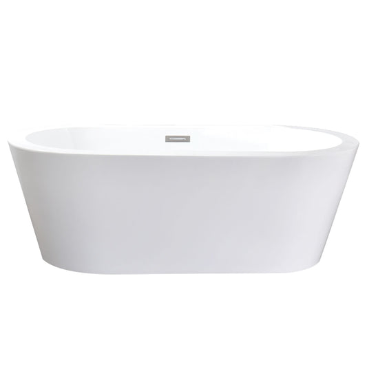 Lexora Lure 67 in White Freestanding Acrylic Flatbottom Soaking Bathtub with Chrome Hardware